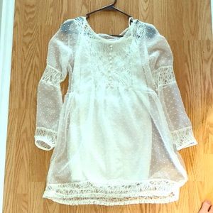 White sheer Lace knee length dress